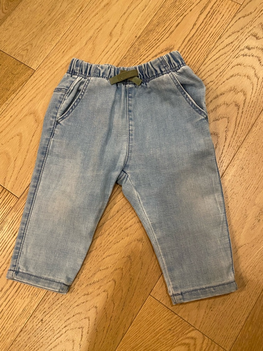 Zara Light Blue Elastic Waist Denim Jogger Pants